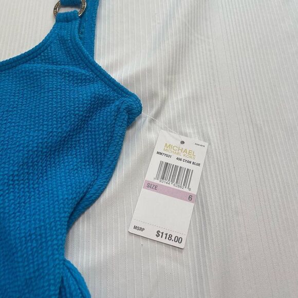 NWT Michael Kors Cyan Blue One Piece Bathing Suit Swimsuit Size 6 New - Picture 5 of 7